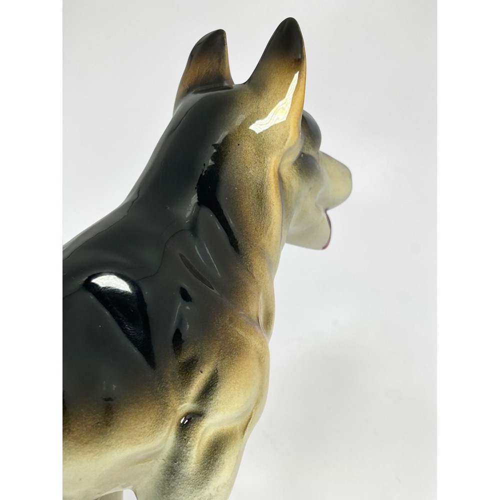 Vintage German Shepherd Ceramic Dog Figurine Standing Japan Black Tan 8 Inch - Picture 11 of 14